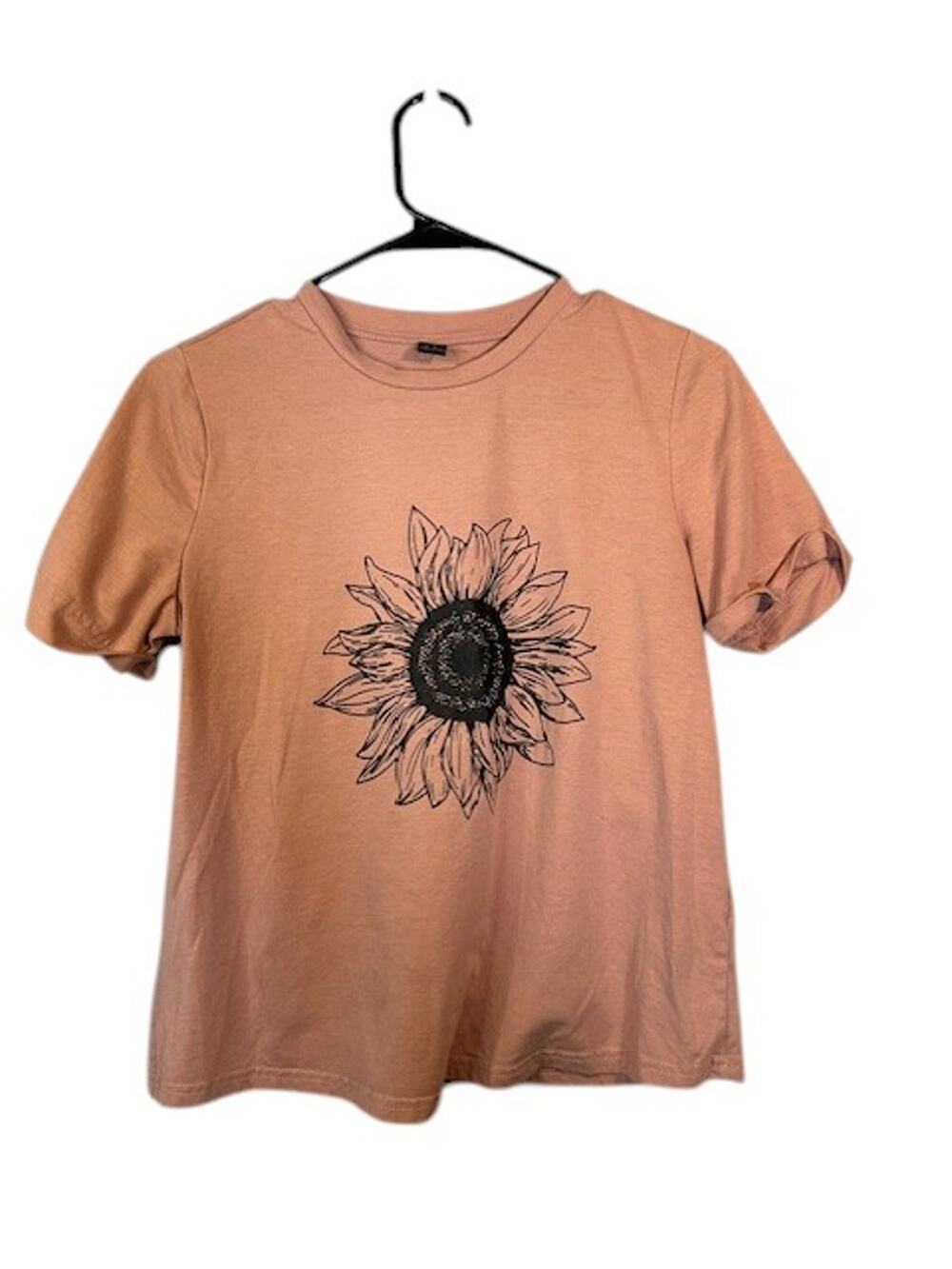 SHEIN Pink Sunflower Graphic Short Sleeve Crew Neck T-Shirt Women Sz XS